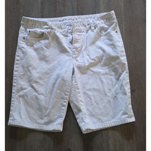 Michael Kors Womens Bermuda Shorts Size 14 White Flat Front Mid-Rise